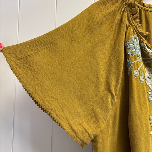 J. Jill Womens Boho Floral Embroidered Prairie V-Neck Top Size 2X Cottage Casual - Picture 6 of 7